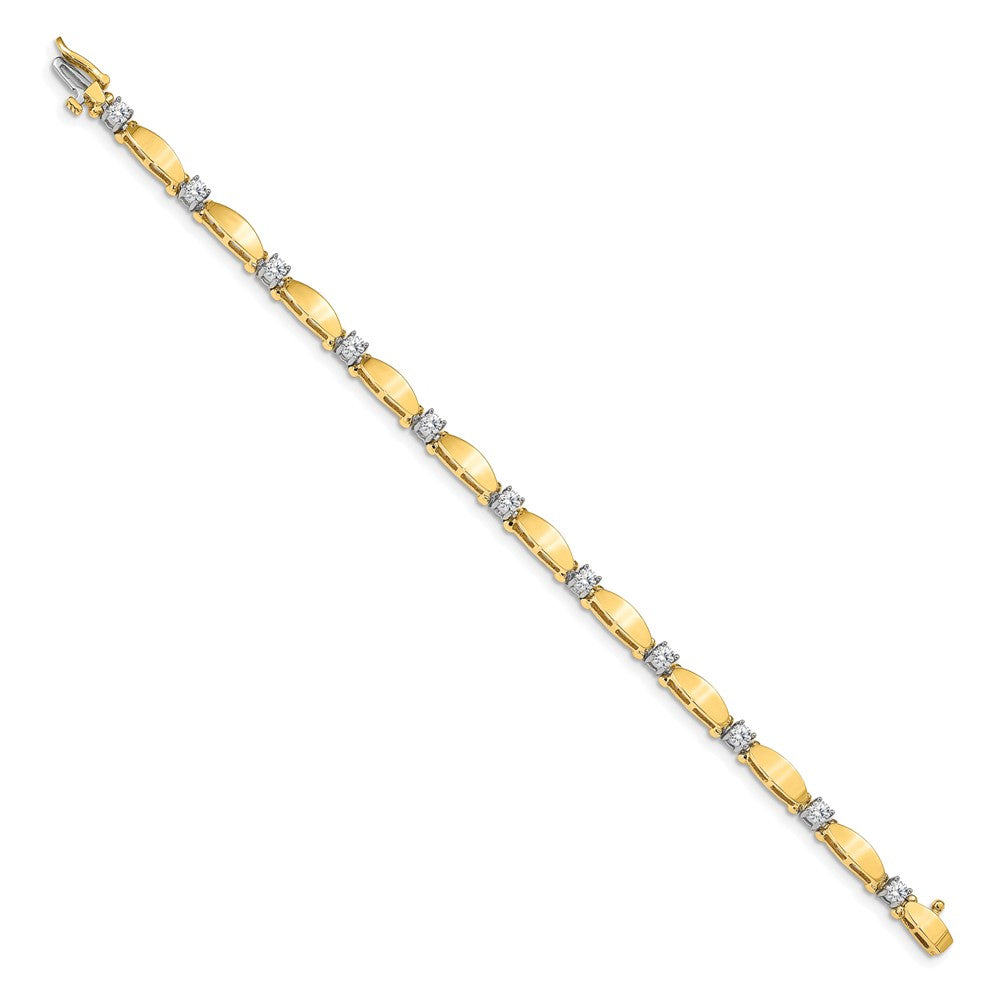 14k Two-tone 3mm Bar Link Tennis Bracelet Mounting