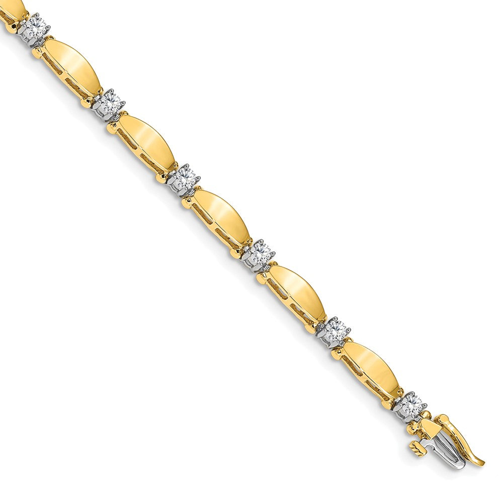 14k Two-tone 3mm Bar Link Tennis Bracelet Mounting