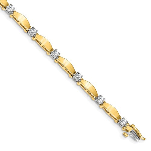 14k Two-tone 3mm Bar Link Tennis Bracelet Mounting