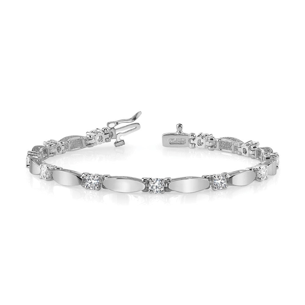 14k White Gold 3mm Bar Link Tennis Bracelet Mounting