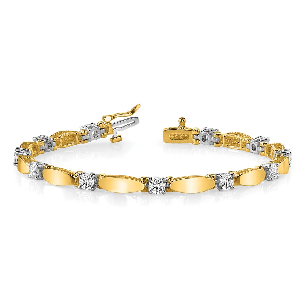 14k Two-tone AAA Diamond Tennis Bracelet