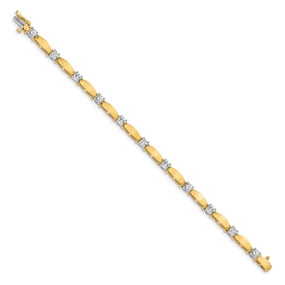 14k Two-tone 4mm Bar Link Tennis Bracelet Mounting