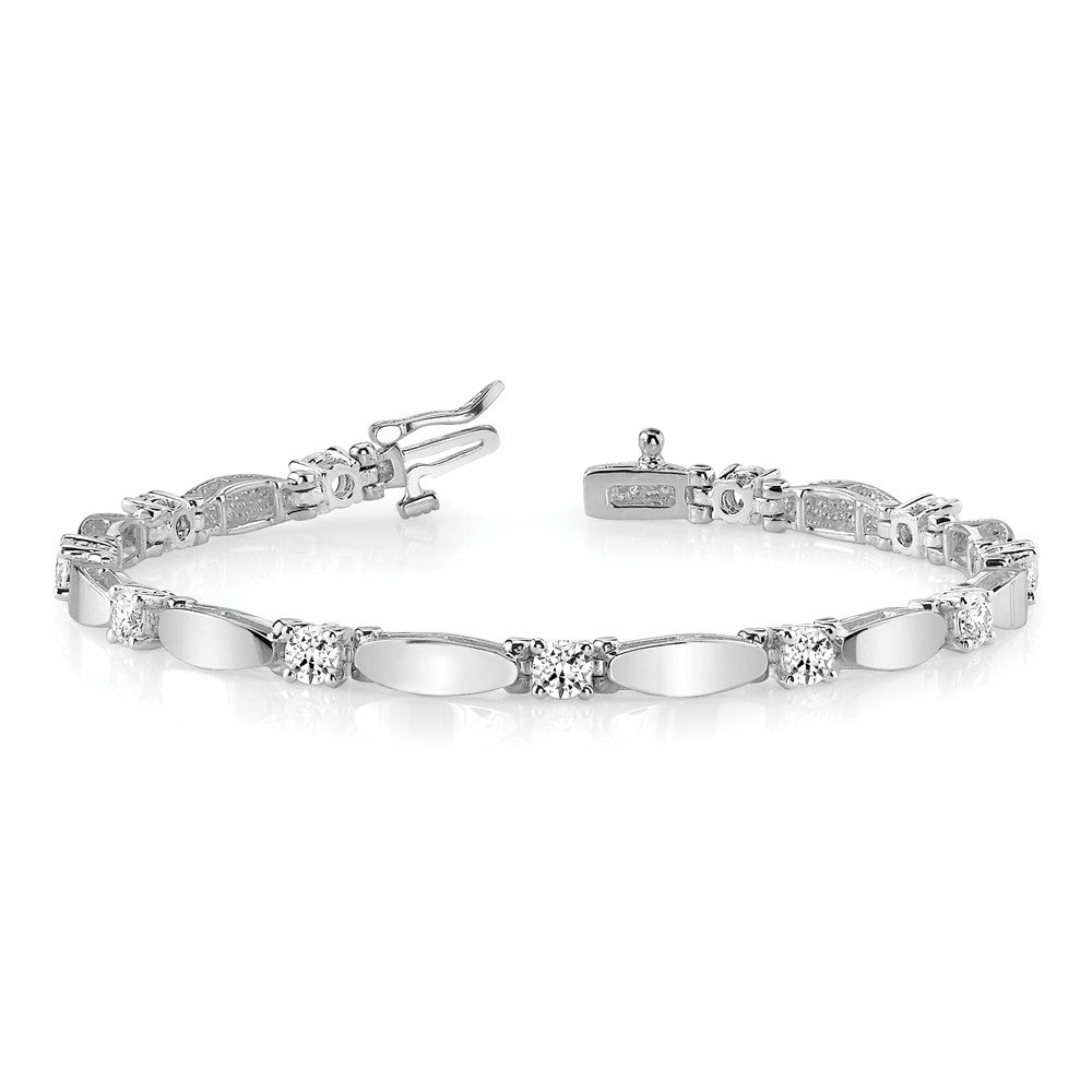 14k White Gold 4mm Bar Link Tennis Bracelet Mounting