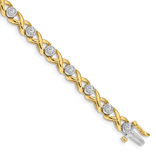 14k Two-tone 2.6mm Diamond Tennis Bracelet Mounting