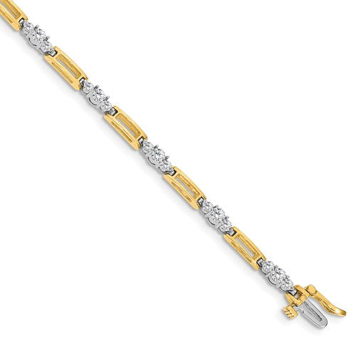 14k Two-Tone Fancy Link Tennis Bracelet Mtg