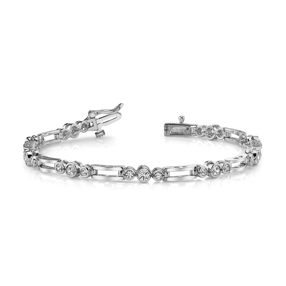 14k White Gold Fancy Link Tennis Bracelet Mounting