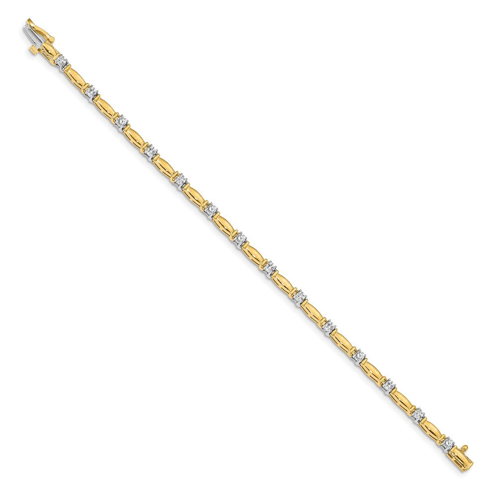 14k Two-tone 2.6mm Bar Link Tennis Bracelet Mounting