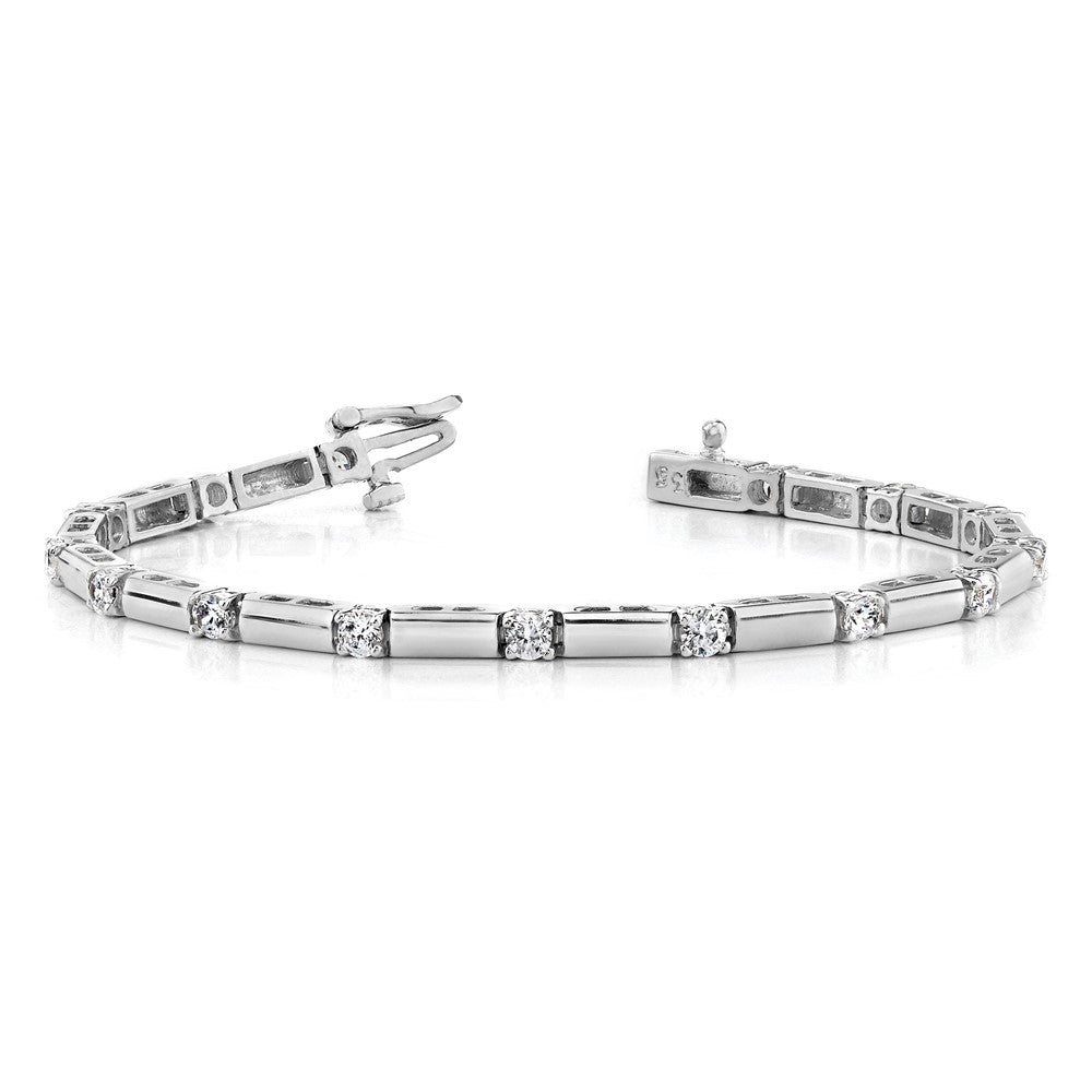 14k White Gold 2.4mm Bar Link Tennis Bracelet Mounting