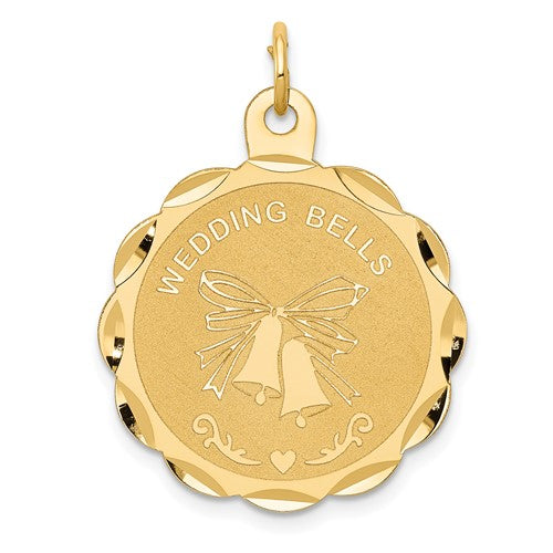 14K WEDDING BELLS Engraveable Disc Charm