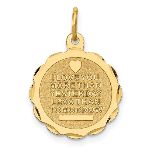 14k Love Sentinment Engraveable Charm