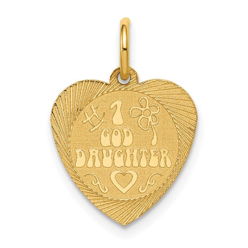 14k #1 GODDAUGHTER Heart Disc Charm
