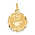 14k Polished IT’S A BOY Scalloped Disc Charm