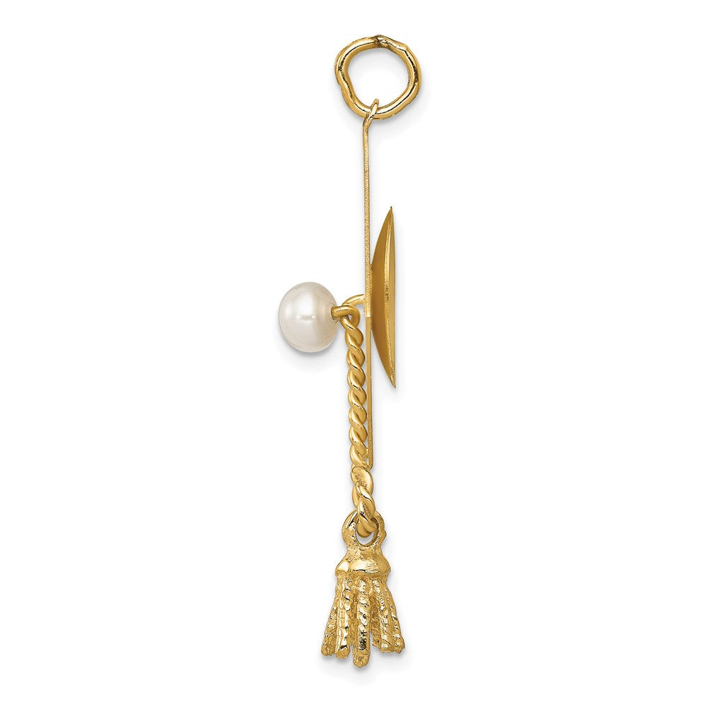 14k Graduation Cap with FW Cultured Pearl Charm