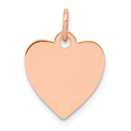 14K Rose Polished Heart Shaped Disc Pendant