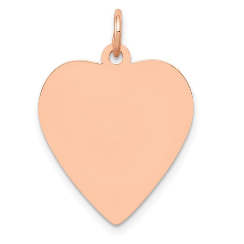 14K Rose Polished Heart Shaped Disc Pendant