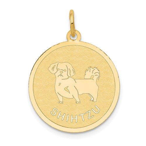 14k Shih Tzu Disc Charm