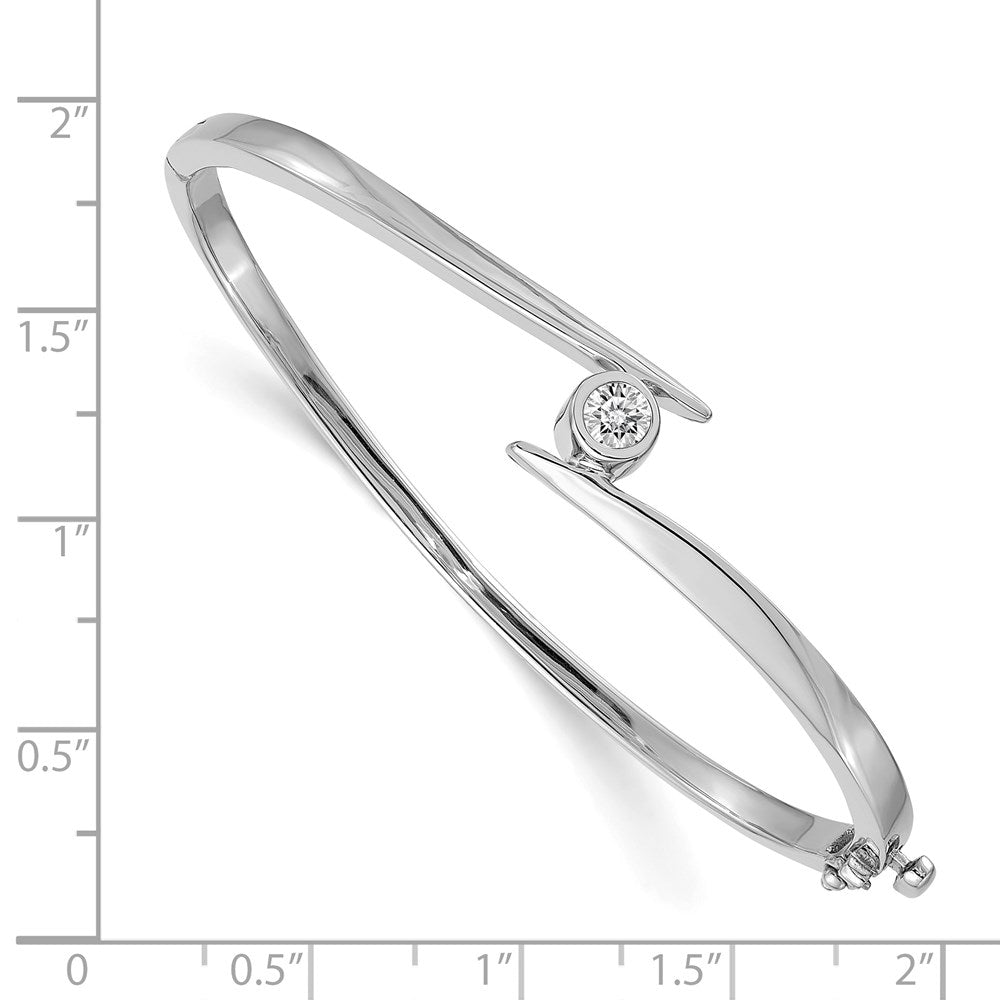 14k White Gold AAA Diamond Hinged Bangle