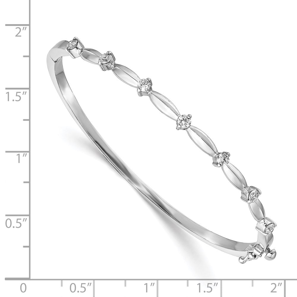 14k White Gold VS Diamond Hinged Bangle