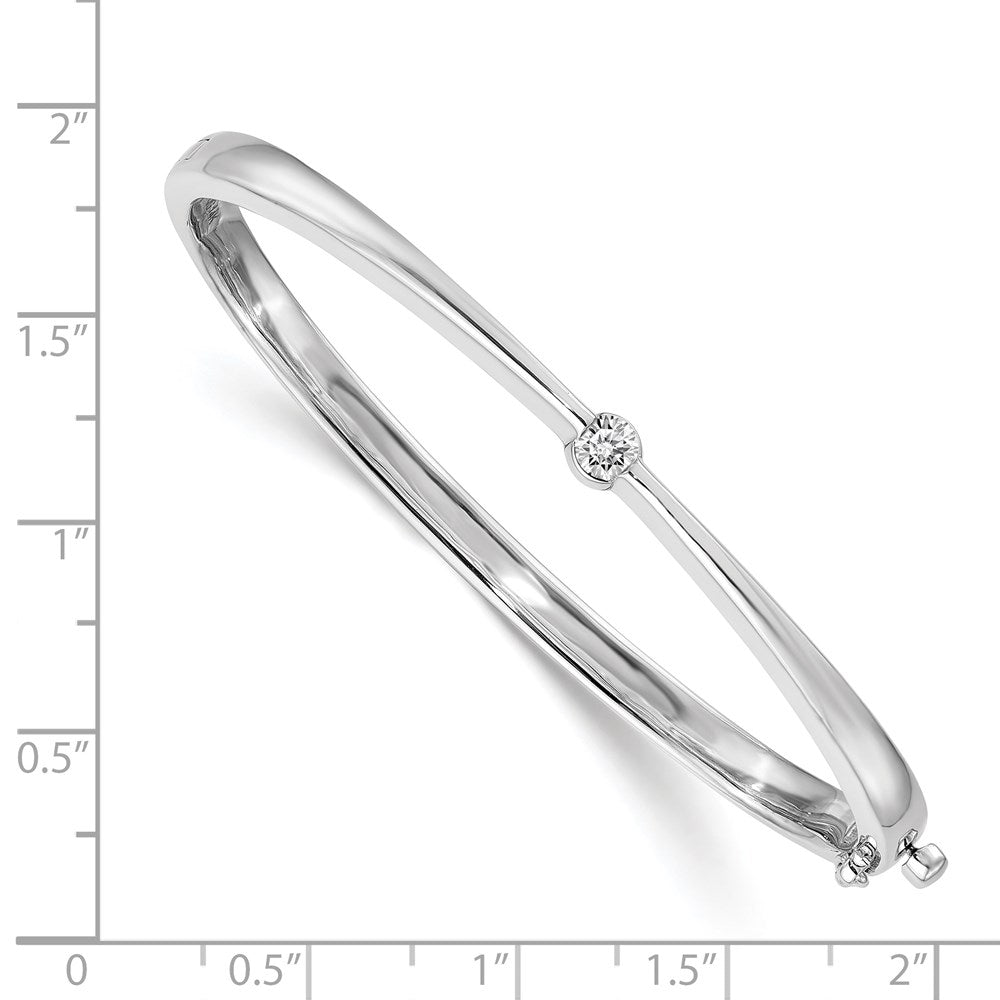 14k White Gold A Diamond Hinged Bangle