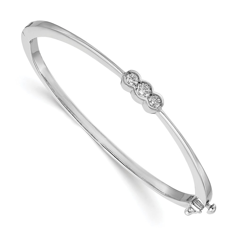 14k White Gold VS Diamond Hinged Bangle