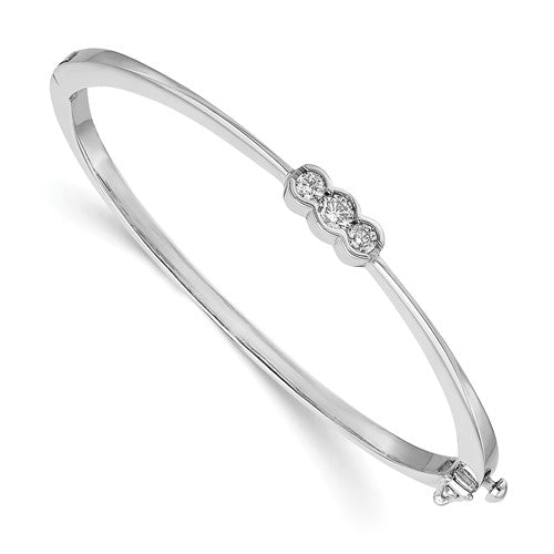 14k White Gold A Diamond Hinged Bangle