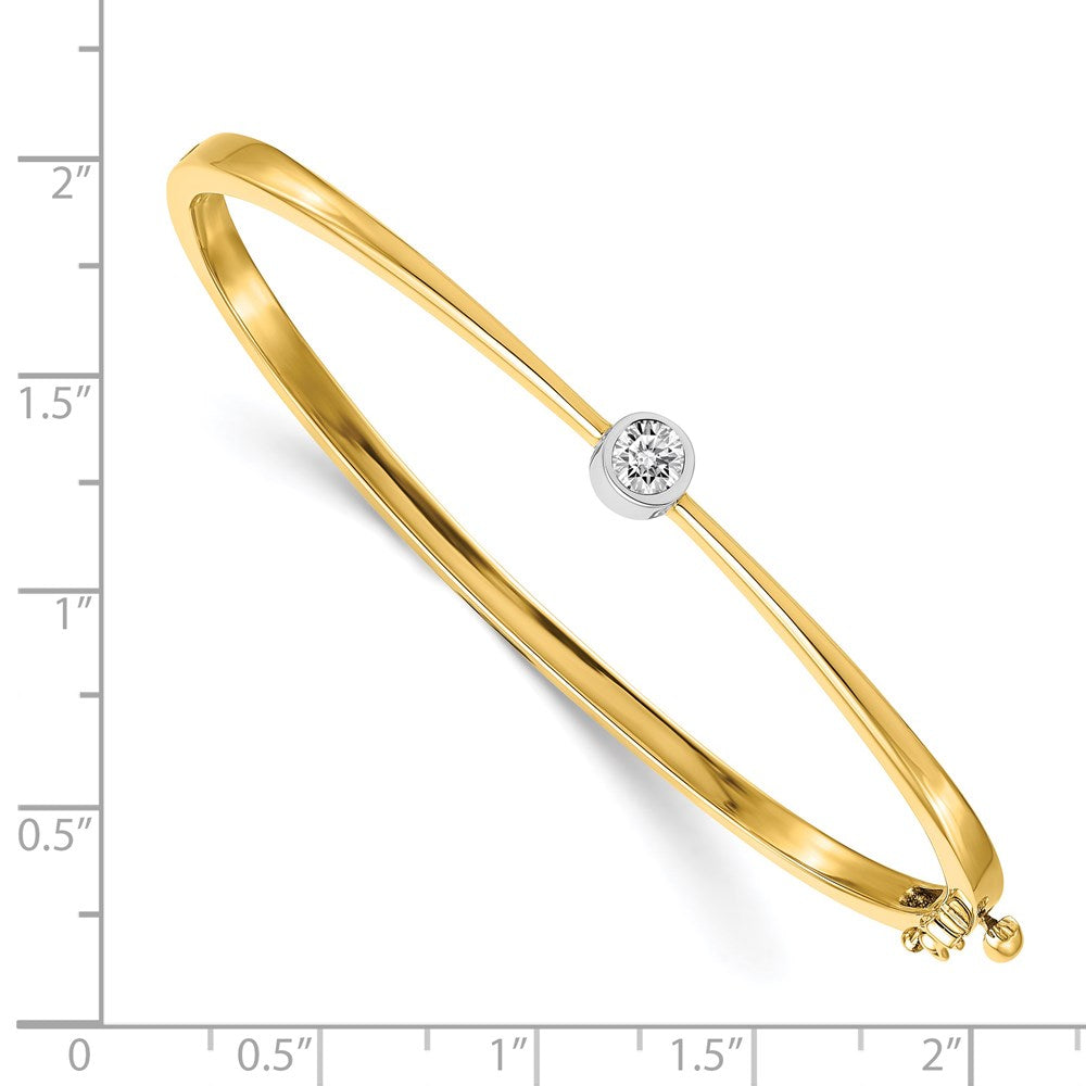 14k Two-tone A Diamond Hinged Bangle