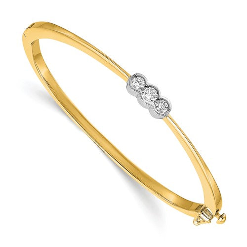 14k Two-tone A Diamond Hinged Bangle