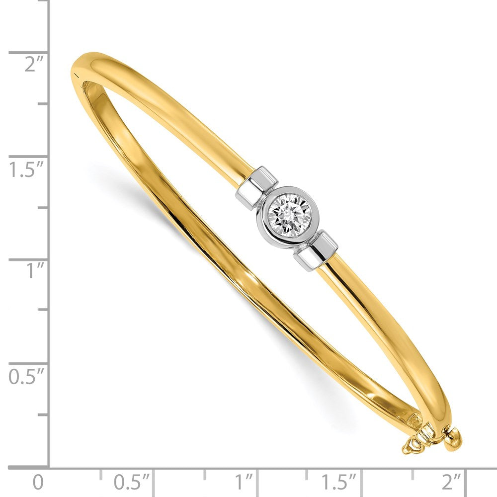 14k Two-tone AAA Diamond Hinged Bangle