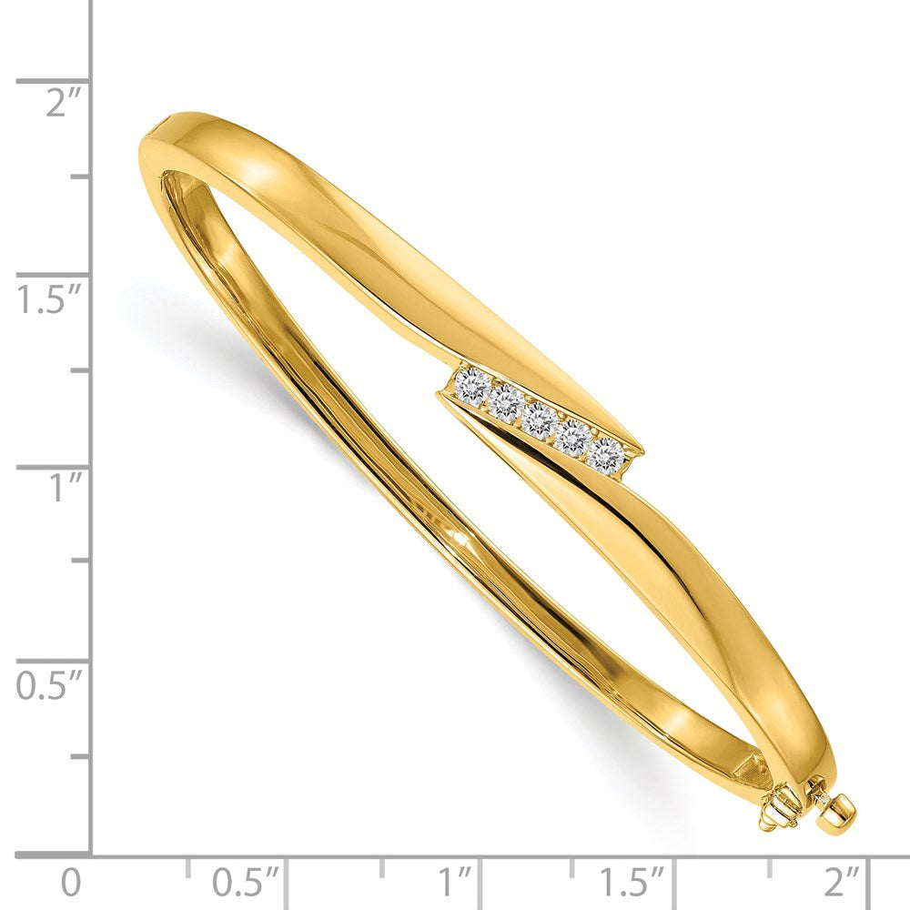 14k AAA Diamond Hinged Bangle