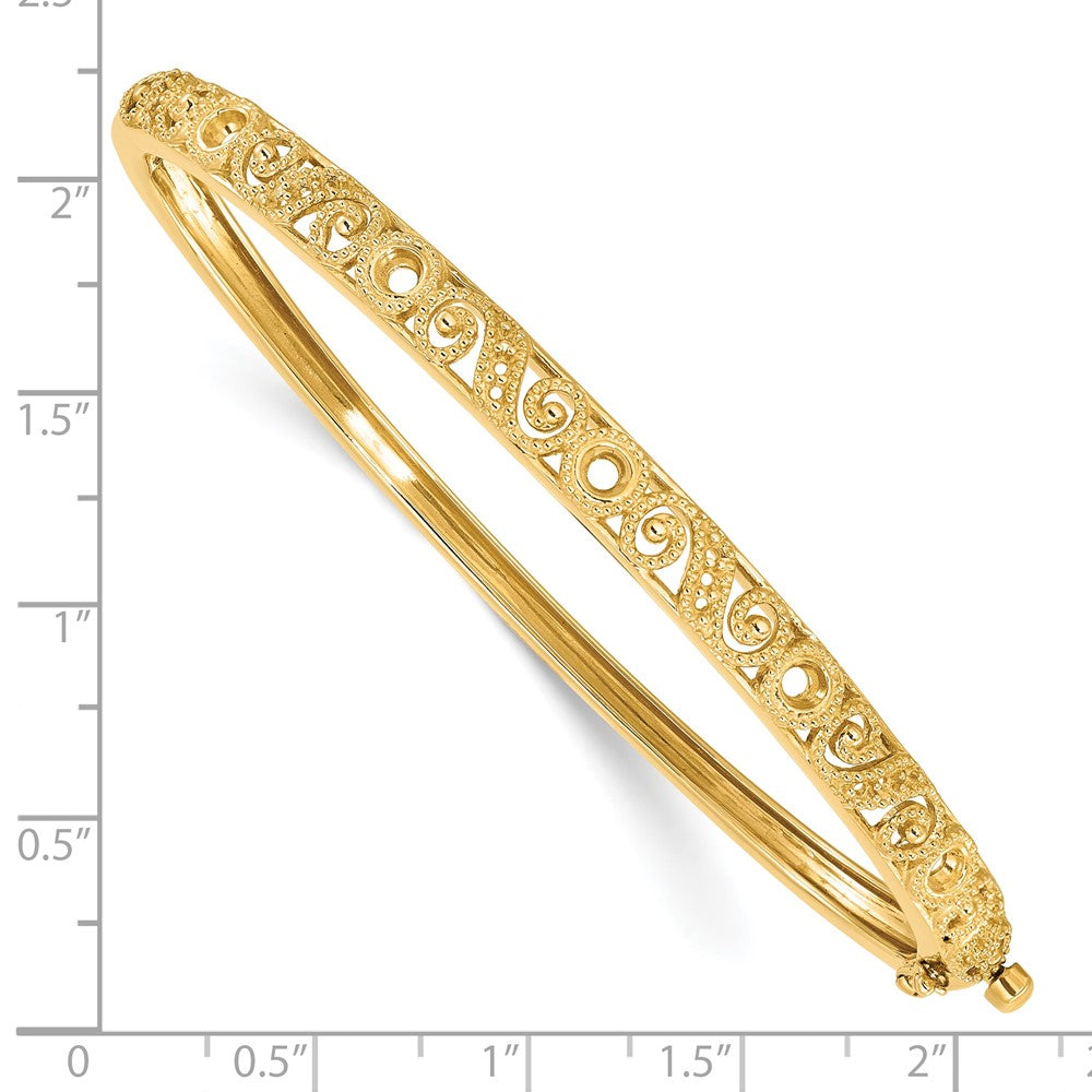 14k Hinged Swirl Design Bangle Mounting