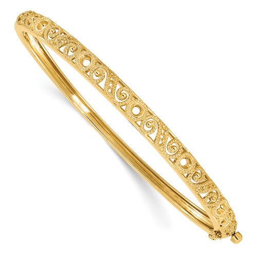 14k Hinged Swirl Design Bangle Mounting