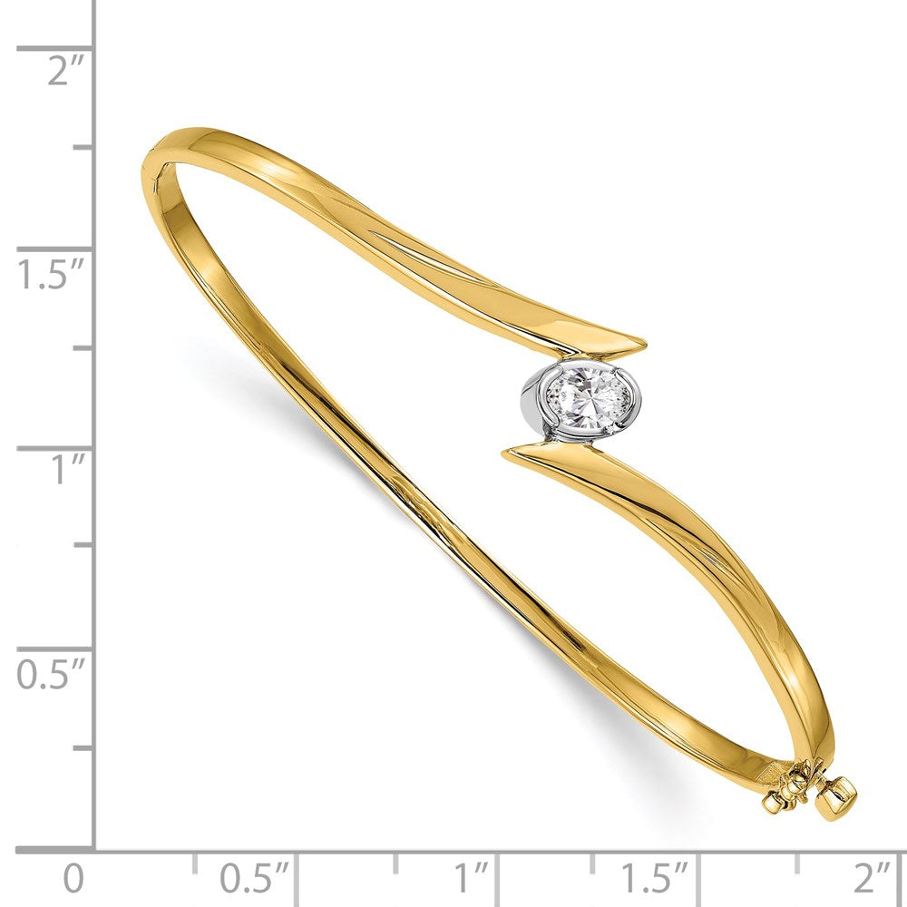 14k Two-tone AAA Diamond Hinged Bangle