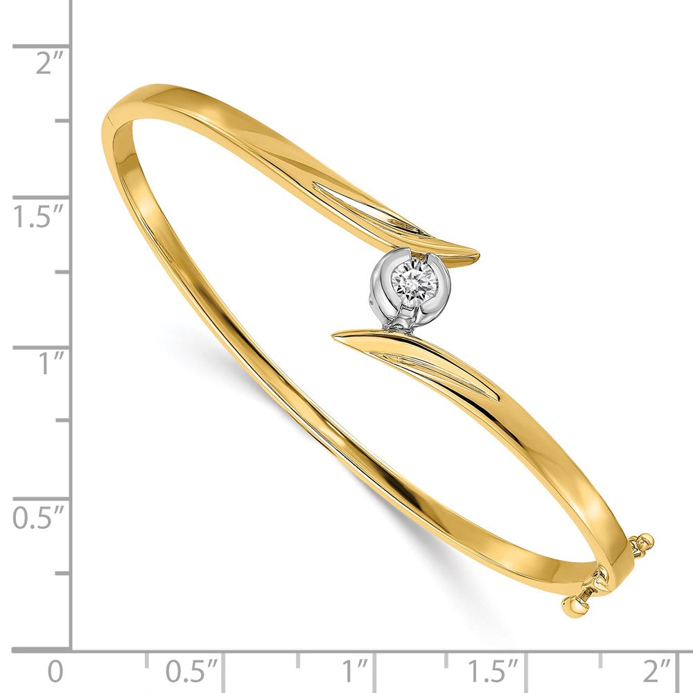 14k Two-tone A Diamond Hinged Bangle