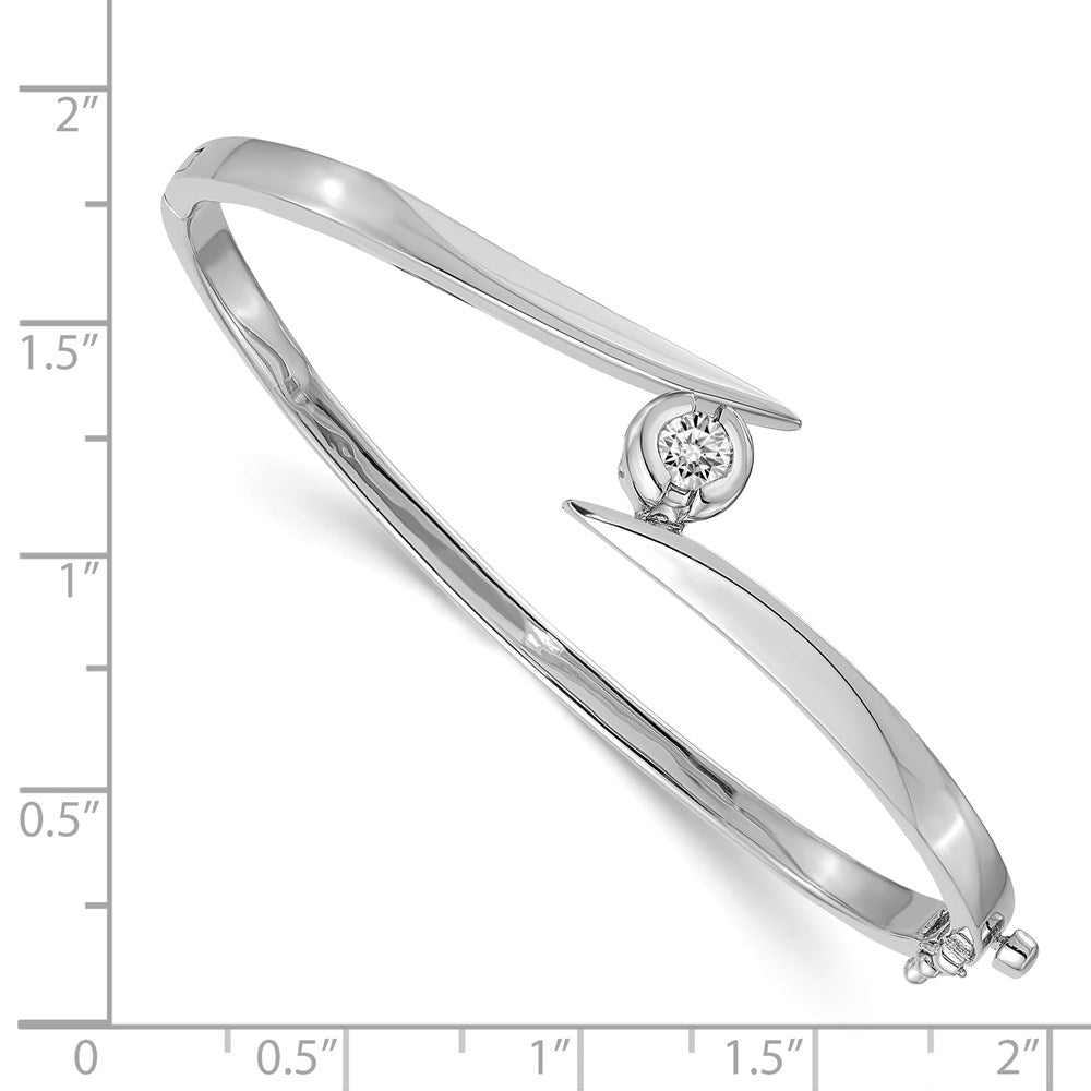 14k White Gold A Diamond Hinged Bangle