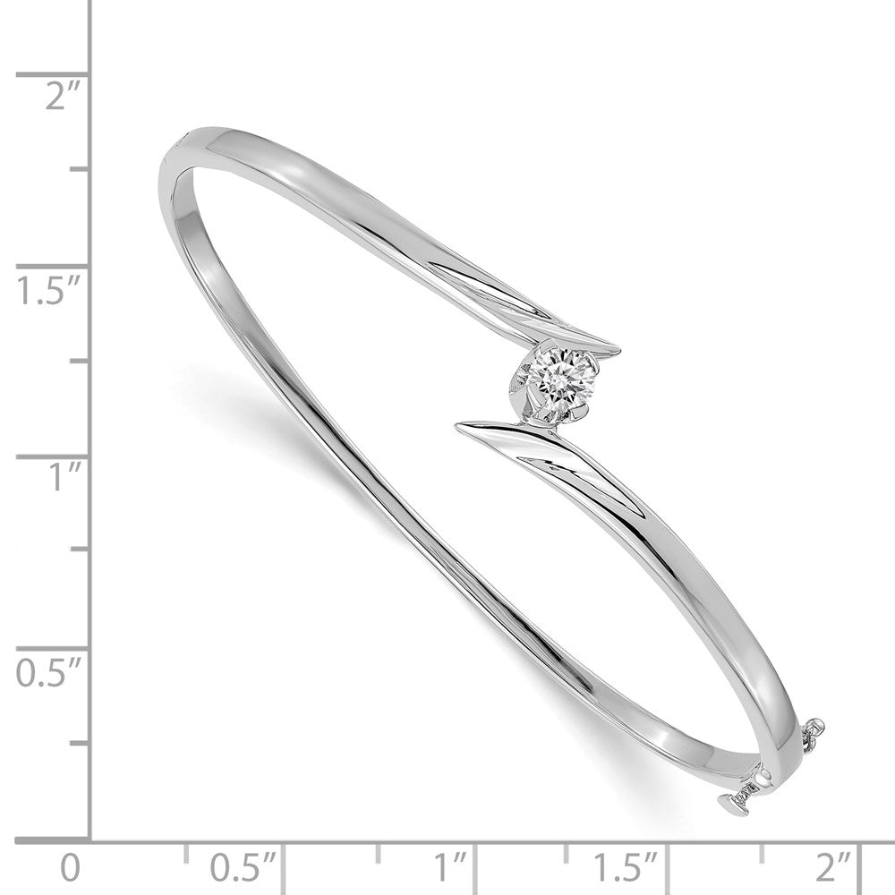 14k White Gold A Diamond Hinged Bangle