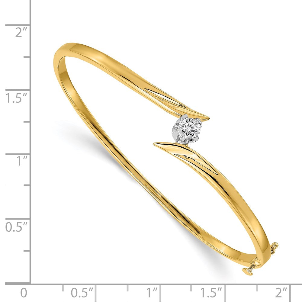 14k Two-tone AAA Diamond Hinged Bangle