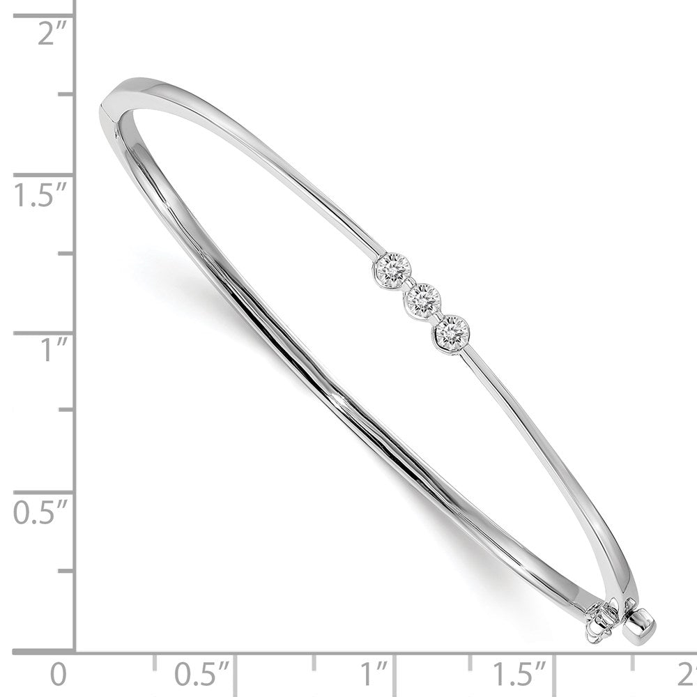 14k White Gold A Diamond Hinged Bangle