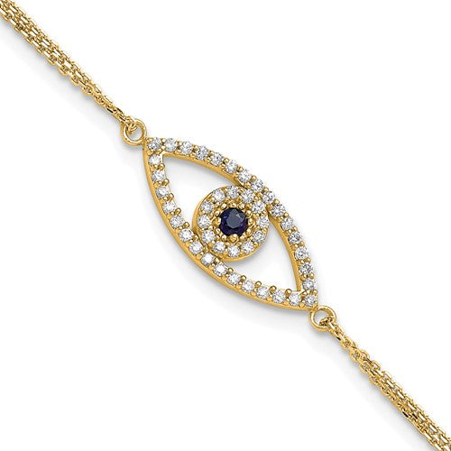 14k  A Diamond/Sapphire Evil Eye w/ 1in Ext.Bracelet