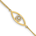 14k AAA Diamond Evil Eye 2 Strand w/1in Ext. Bracelet