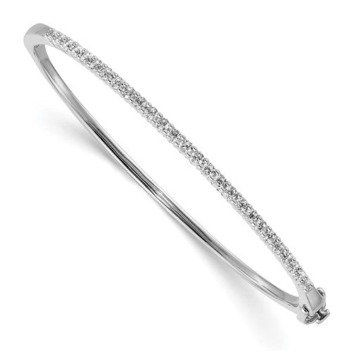 14k White Gold A Diamond Hinged Bangle