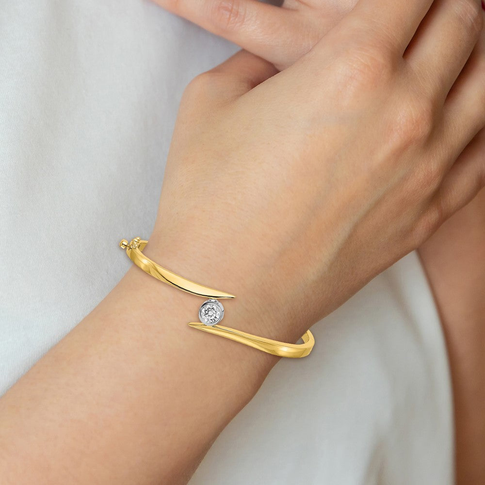 14k Two-tone VS Diamond Hinged Bangle