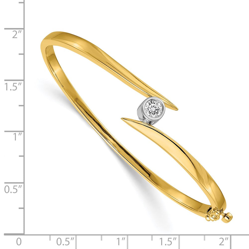 14k Two-tone A Diamond Hinged Bangle