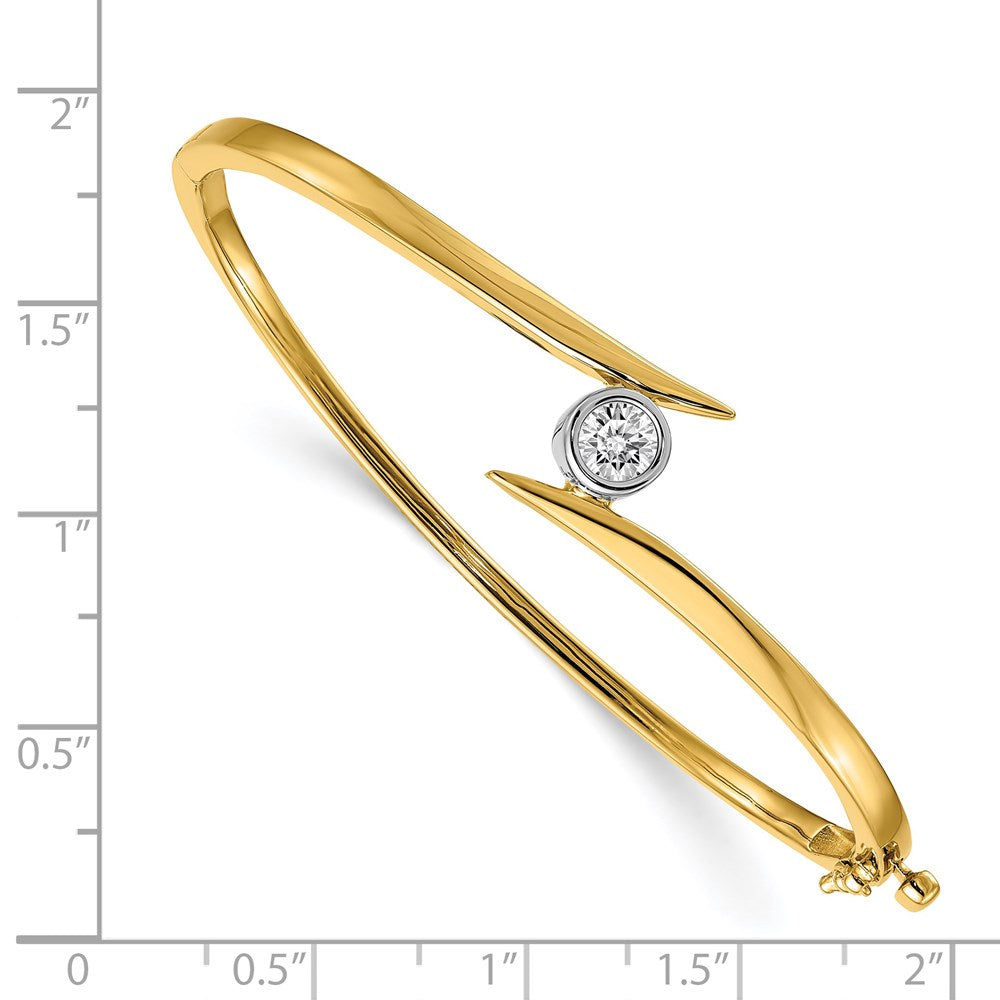 14k Two-tone A Diamond Hinged Bangle