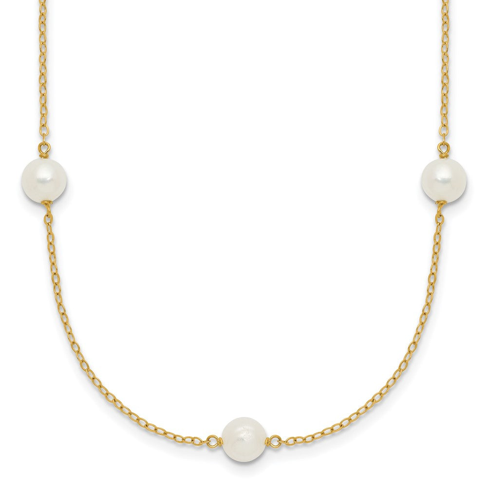 10K 5-6mm White Near Round Freshwater Cultured Pearl 7-Station Necklace