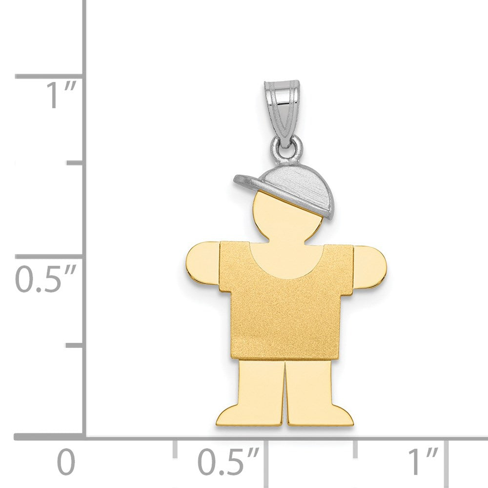 14k Two-Tone Small Boy w/ Hat on Right Engravable Charm