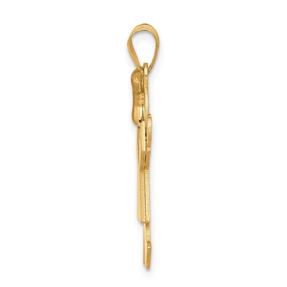 14k Two-Tone Large Girl w/Bow on Left Engravable Charm