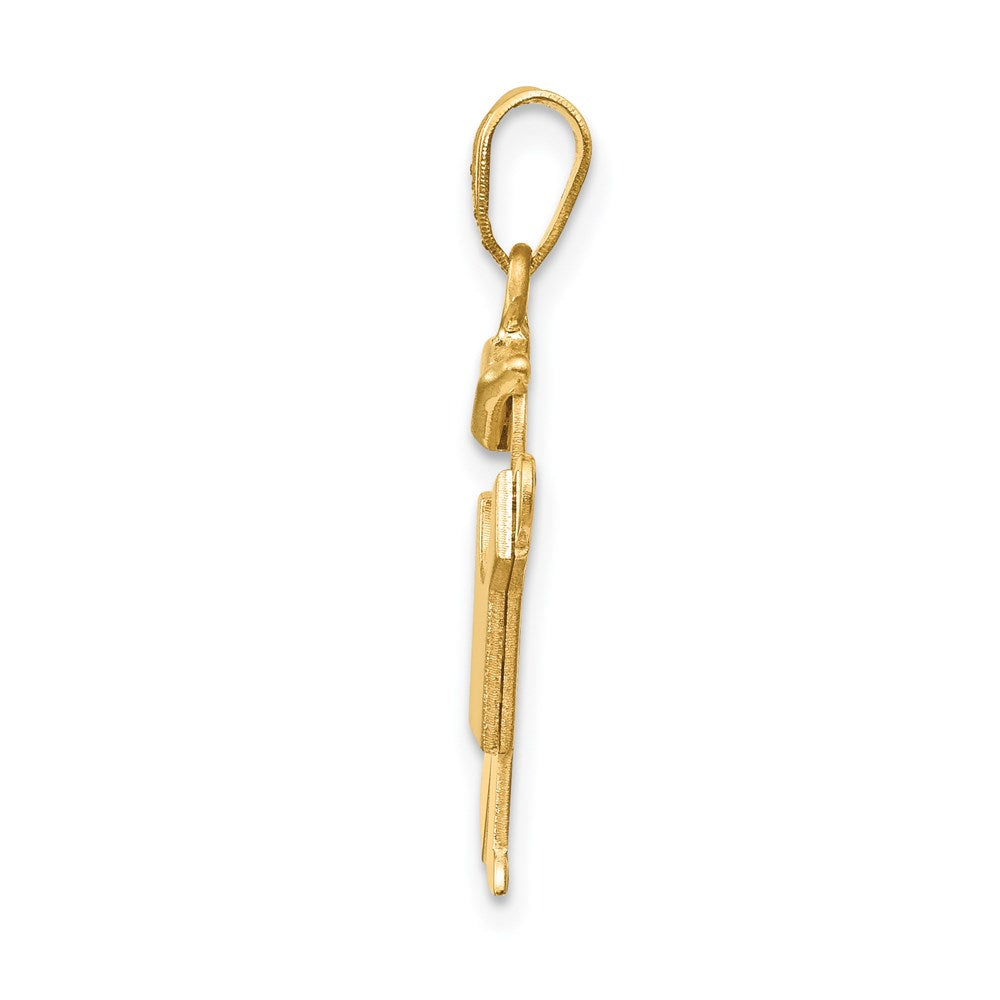 14k Solid Engravable Boy with Hat on Left Charm