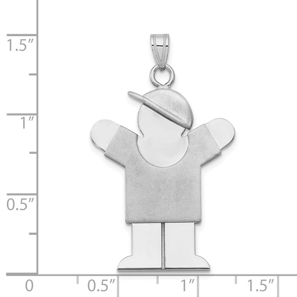 14k White Gold Large Boy with Hat on Right Engravable Charm