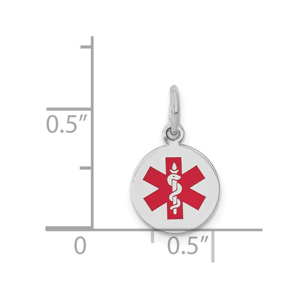14k White Gold Red Enamel Medical Jewelry Pendant