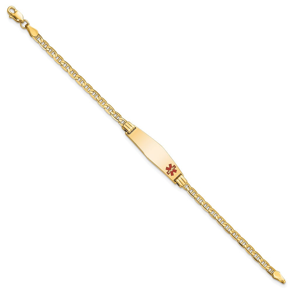 14K Medical Soft Diamond Shape 6" Anchor Link Child ID Bracelet